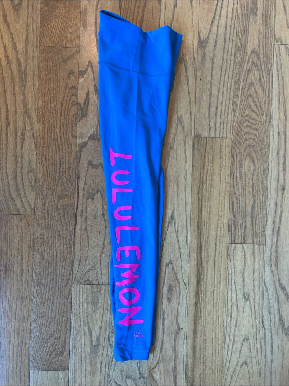 lululemon athletica Bright Blue Leggings with Pink Side Logo - Picture 2 of 5